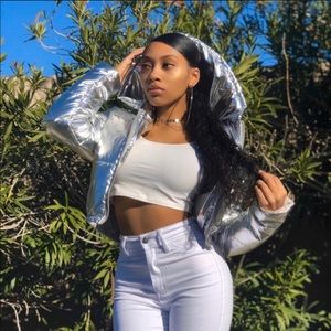 Metallic bubble coat